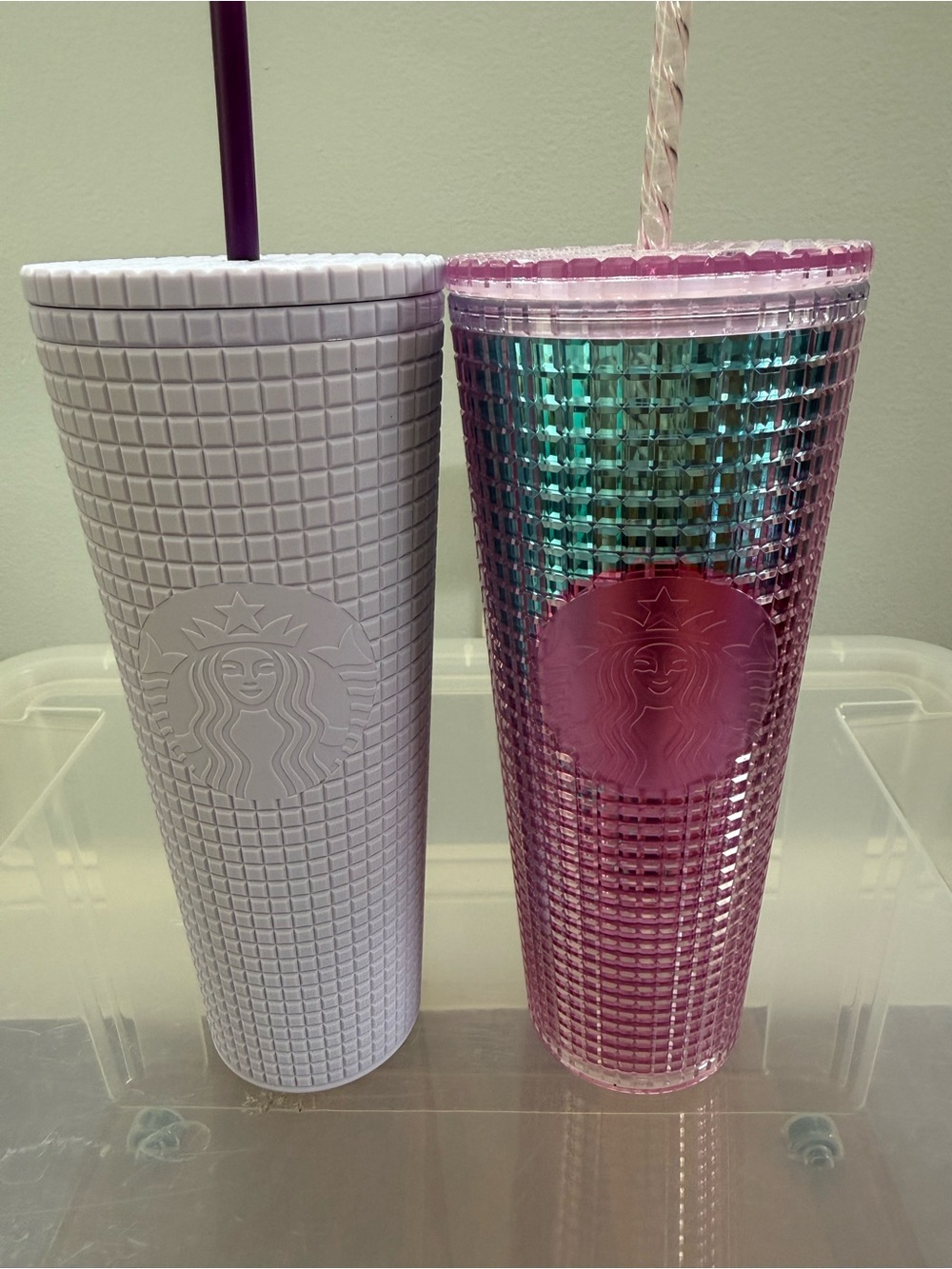 Two Starbucks Tumblers - Lavender and Iridescent Ombré